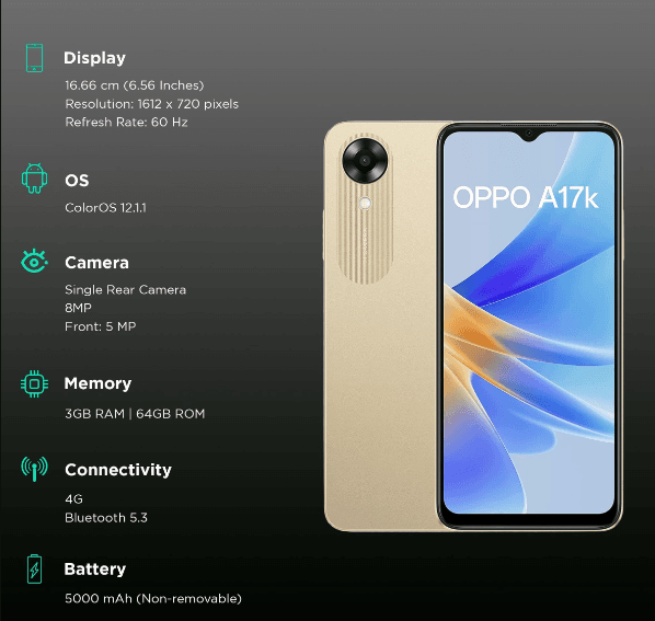 Oppo A17k Price in India, Features, and Specifications